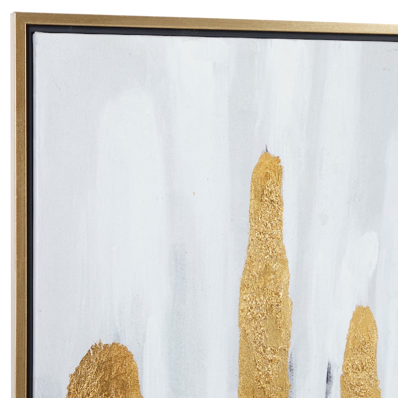 Canvas Abstract Framed Wall Art with Gold Frame - Gray - CosmoLiving by Cosmopolitan