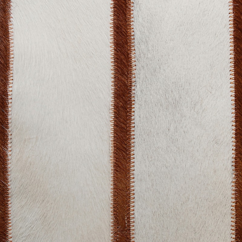 Sevita Ivory/Brown Striped Faux Leather Square Throw Pillow