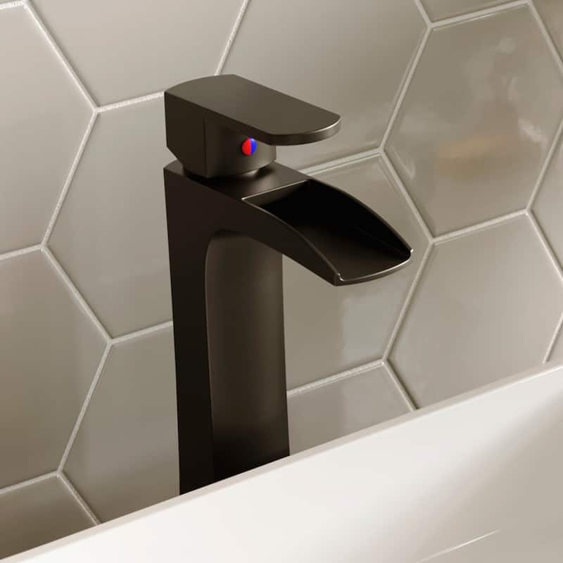Karran Kassel Single Hole Single Handle Vessel Bathroom Faucet with Matching Pop-up Drain