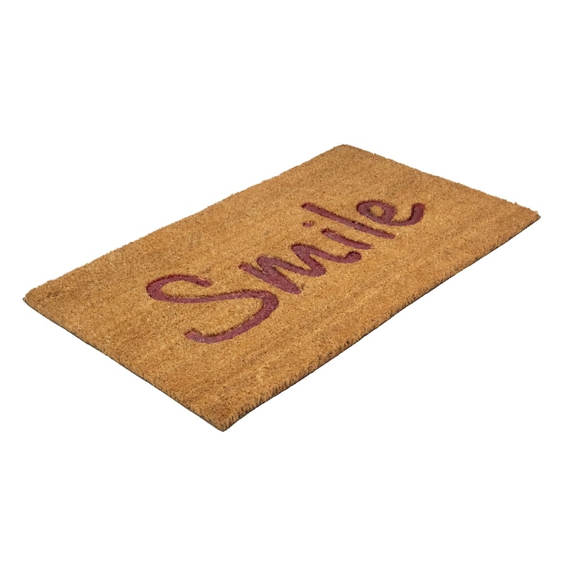 Natural Coir "Smile" Outdoor Rectangular Doormat 18" x 30" - 30