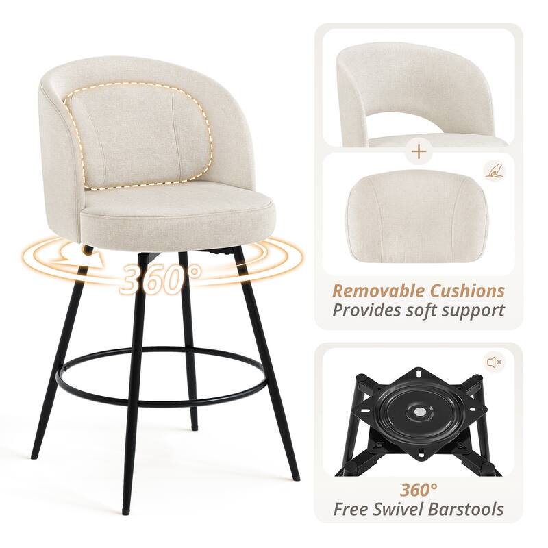 Swivel Bar Stools Set Of 2/3/4, Metal Bar Stools, Modern Upholstered Bar Stools For Kitchen Island - 20.3"W X 20.3"D X 39"H