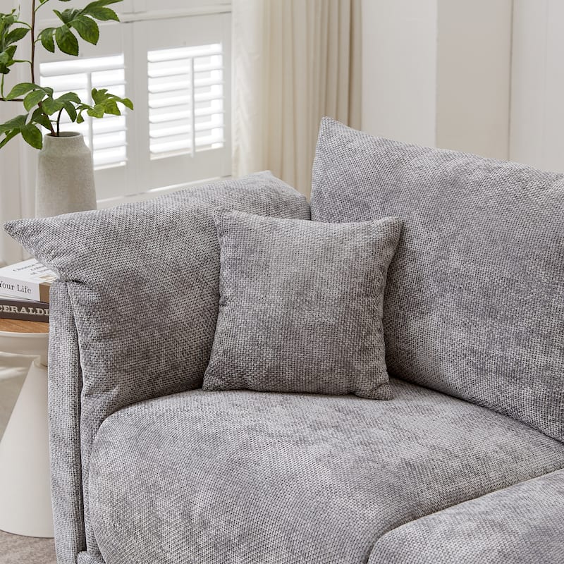 3-Seater Sofa With Unique Design And Soft Arm Pillows Contemporary Style Linen Sofa With 3 Comfortable Cushions With 2 Pillows