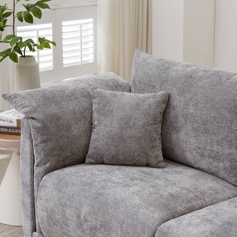98.5" Fabric Modern Minimalist 3-Seater Sofa with 2 Pillows