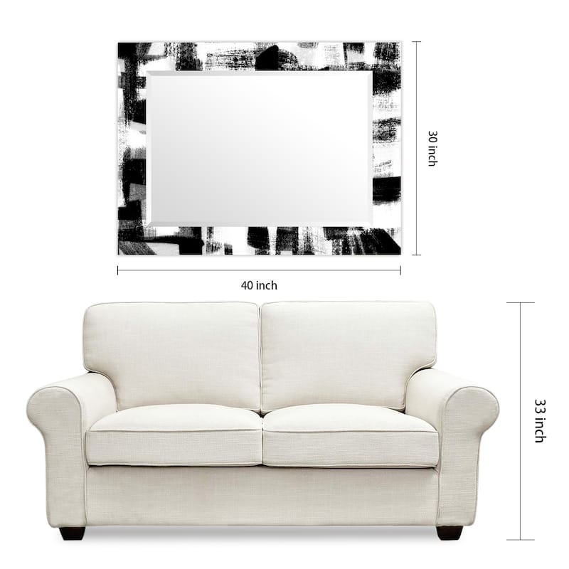 Jam Session Rectangular Beveled Mirror on Free Floating Printed Tempered Art Glass - Clear - 40" x 30"