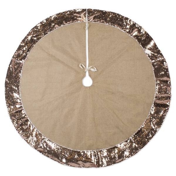 Shop 48 Brown Round Christmas Tree Skirt With Champagne Sequin Border On Sale Overstock 30432975