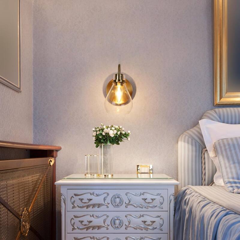 1-light mounted light brass wall light glass, metal fixture light