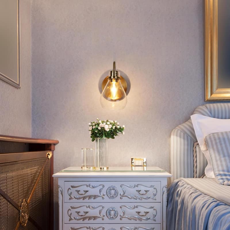1-light wall light brass stairway light glass, metal kitchen light