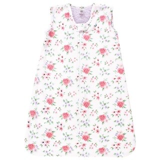 Hudson Baby Infant Girl Plush Faux Fur Sleeping Bag, Wearable Blanket, Vintage Floral