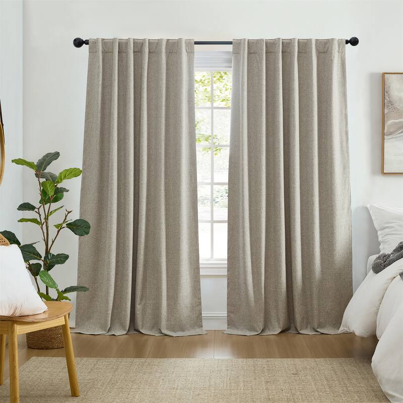 Solace Max-Blackout Solid Texture Window Curtain Panel
