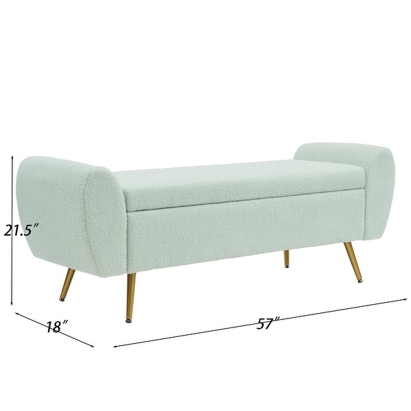 dimension image slide 8 of 20, Upholstered 55"W Flip Top Storage Bench Bedroom Bench Modern End of Bed Bench for Entryway Hallway Window with Gold Legs