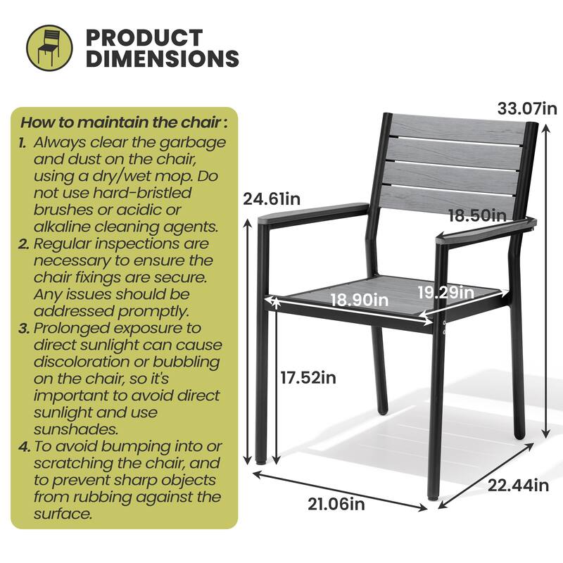 7-Piece Outdoor Patio Dining Set Aluminum Rectangle Table with Stackable Chairs