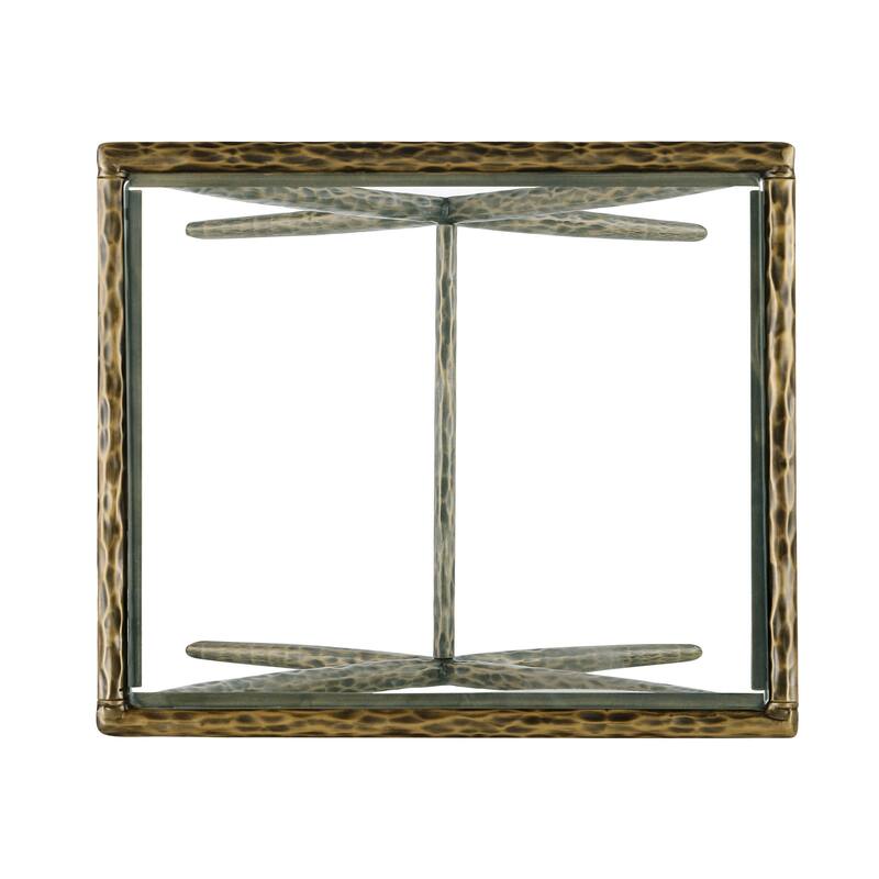 247 Shop At Home Lalia Modern 2-Piece Upholstered Hammered Metal Camelback Bedroom Set with Nightstand