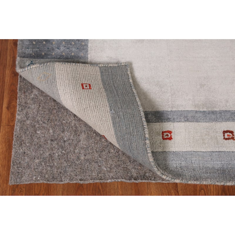 Hand Knotted Oriental 100% Wool Carpet Tribal Animal Pictorial Greys & Charcoal Gabbeh Area Rug - 7' 8'' X 5' 3''