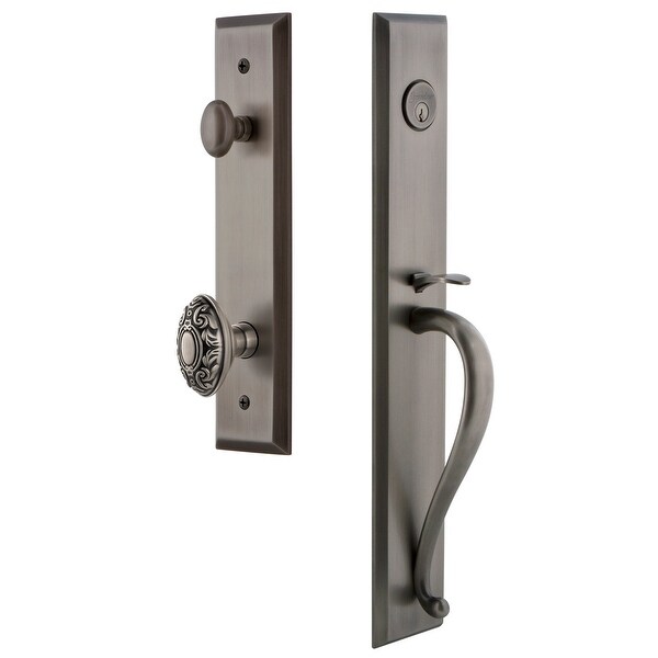 Grandeur FAVSGRGVC_ESETD_NA Fifth Avenue Solid Brass Rose Dummy Full Plate "S" Grip Handleset with Grande Victorian Knob