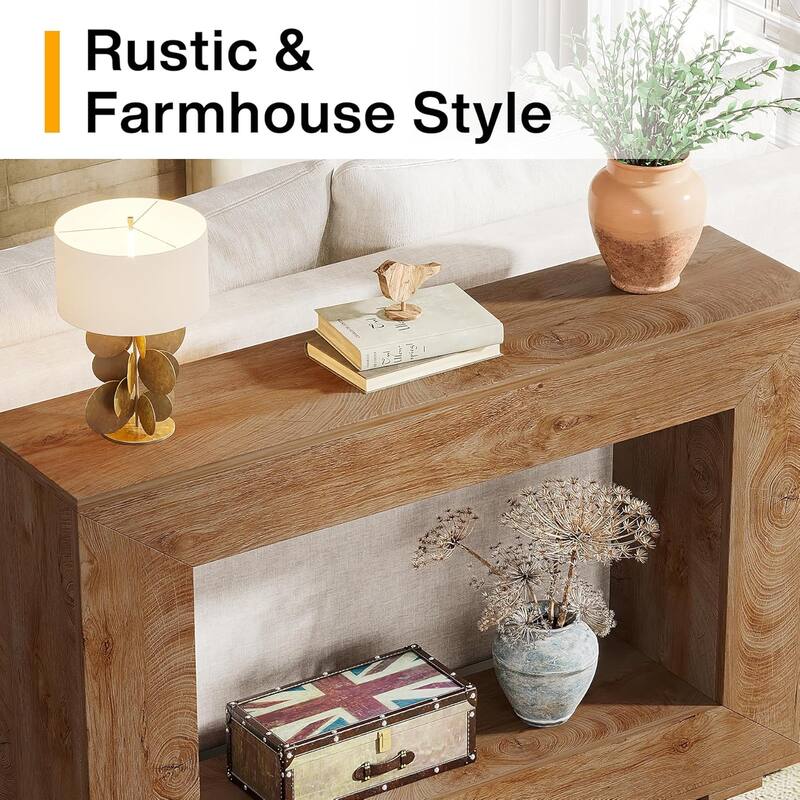 47" Farmhouse Console Table, Entryway Console Table with Storage Shelf for Living Room, Entrance