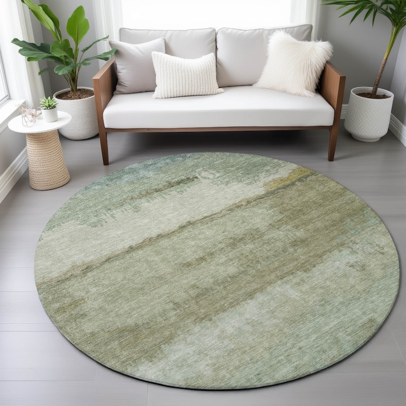 Machine Washable Indoor/Outdoor Watercolor Ombre Chantille Rug