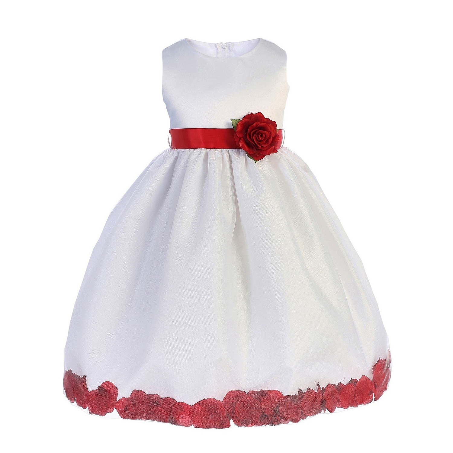 Shop Crayon Kids Girls White Red Floating Petals Junior Bridesmaid Dress Overstock 28298770