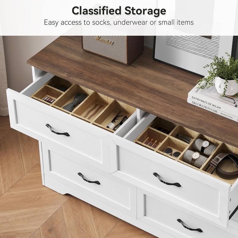 5/6 Drawer Dresser, Modern Wood Storage Chest Organizer for Clothes, Bedroom