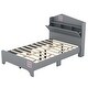 preview thumbnail 24 of 34, Wooden Full/Twin Size House Bed with Storage Headboard for Kids, Sturdy Plywood and Particle Board Construction