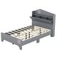 preview thumbnail 6 of 9, Wooden Twin Size House Bed with Storage Headboard and Shelf, Kids Bed