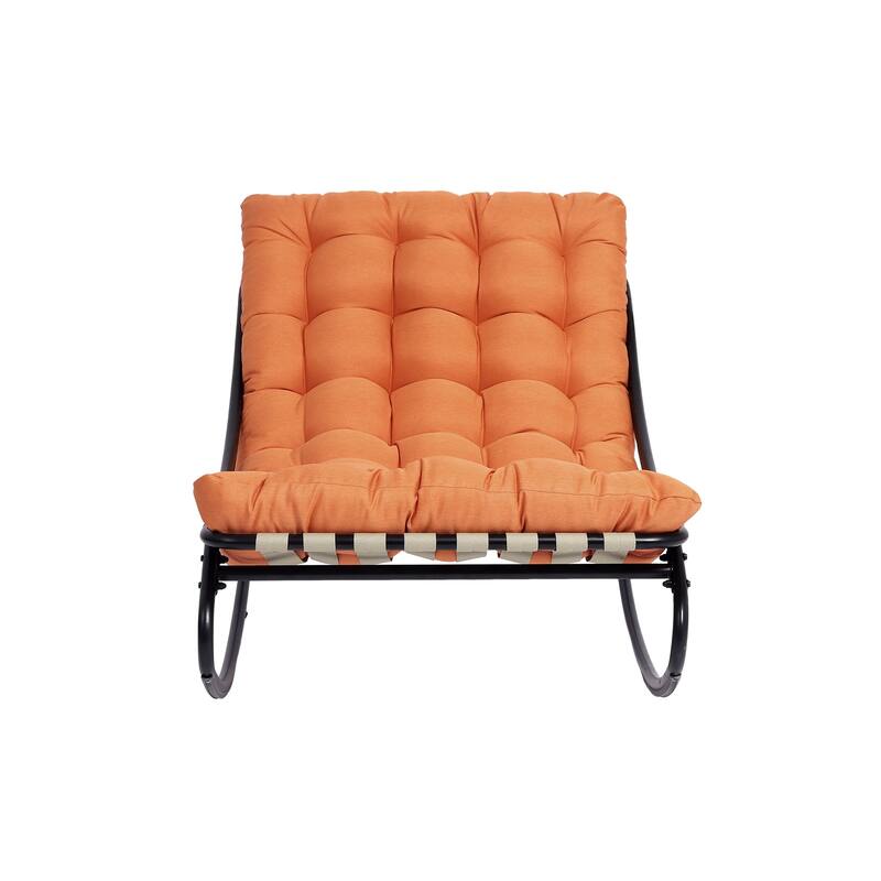 Outdoor Metal Frame Rocking Chair with Water-Resistant Cushions
