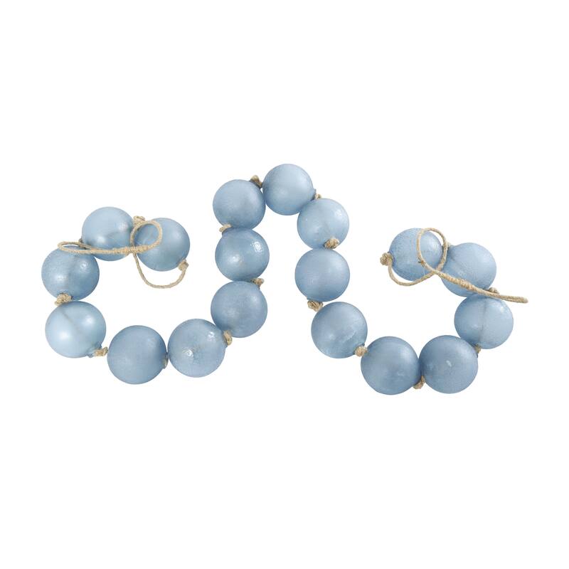 Glass Handmade Round Extra Long Frosted Orb Beaded Garland with Tassel with Knotted Jute Rope - Roche River Decor