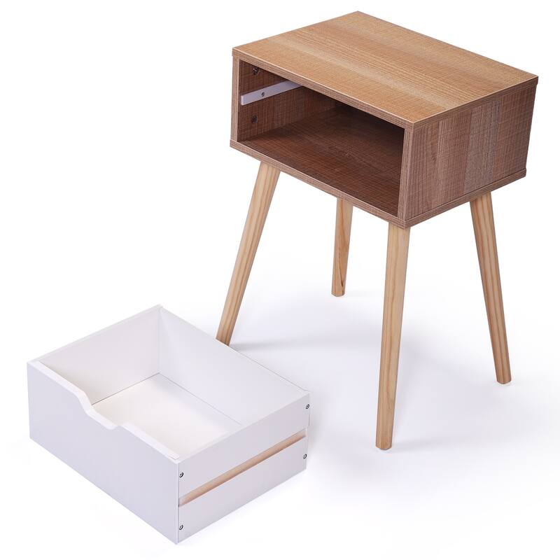 Set of 2 Nightstand with Drawer