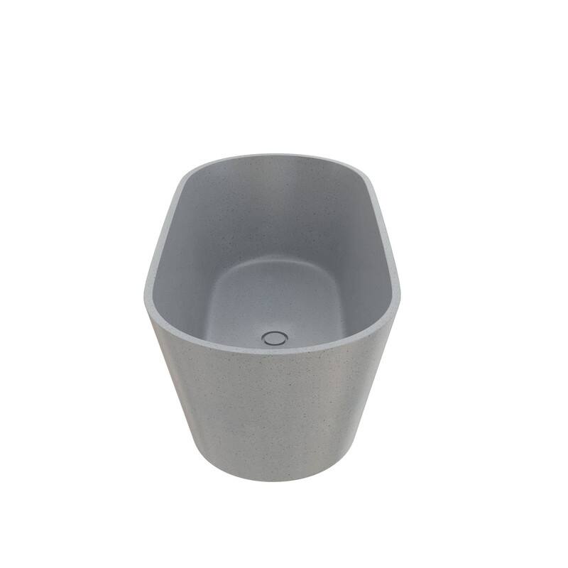 MEDUNJESS 59'' Terrazzo Freestanding Bathtub Stone Resin Soaking Tub