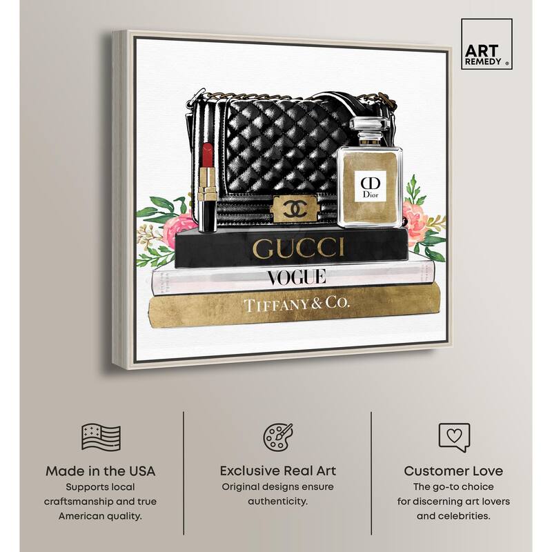 Luxury Paris Handbag and Books Canvas by Art Remedy