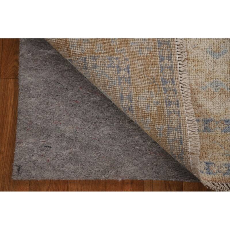 Hand Knotted Oriental 100% Wool Carpet Transitional Geometric Brown Oushak Area Rug - 3' 10'' X 2' 11''