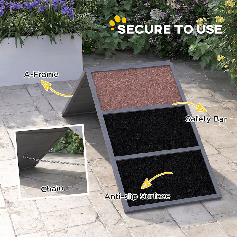 PawHut Dog Agility Equipment, Dog Playground Equipment with Non-slip Surface, A-frame, Agility Equipment Ramp, Gray