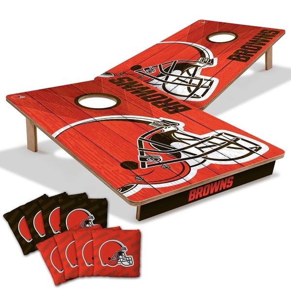 slide 2 of 7, Cleveland Browns NFL Tailgate Cornhole Board Set Include Carrying Case