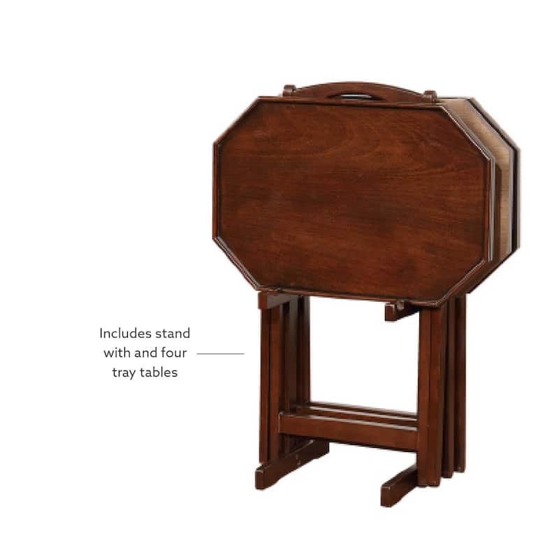 James Espresso 5-Piece Tray Table Set