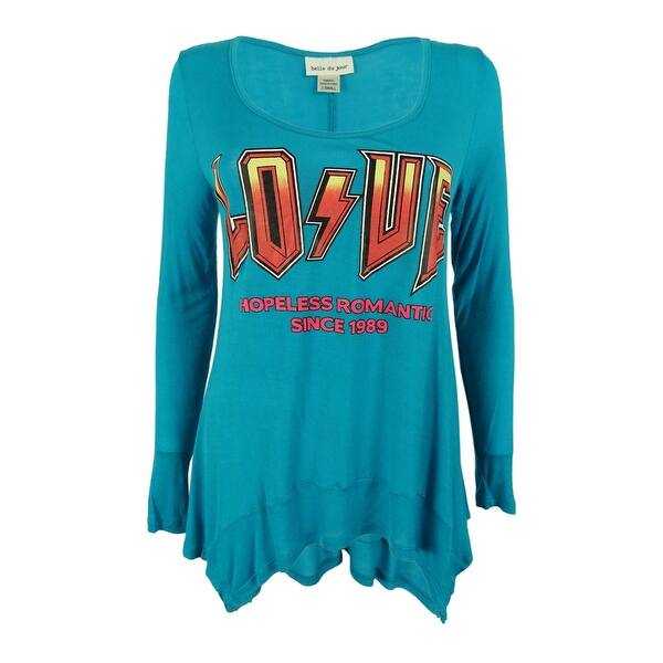 Shop Belle Du Jour Juniors Love Print Tunic Top Tapestry Free