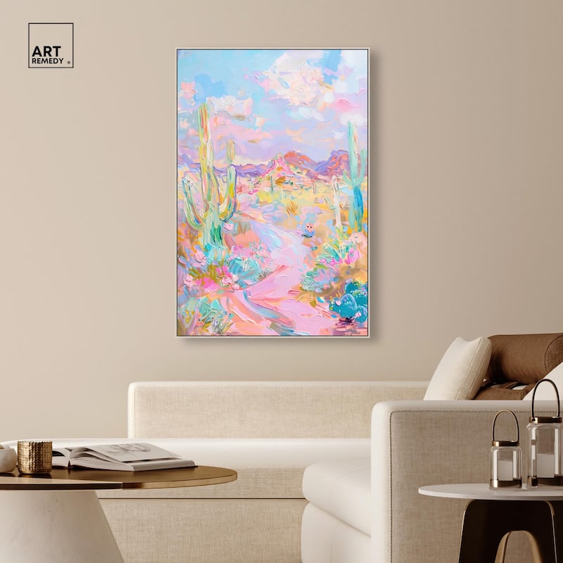 Pink and Teal Landscape Canvas by Art Remedy