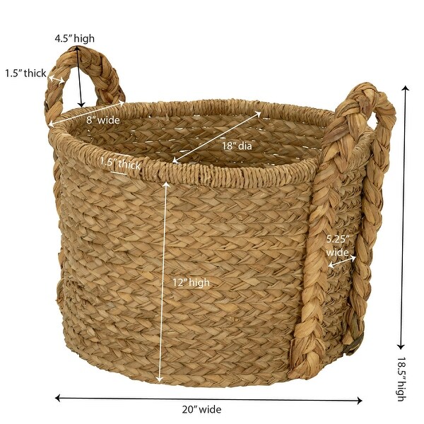 Household Essentials Large Wicker Floor Basket With Braided Handle - 19''x 25''