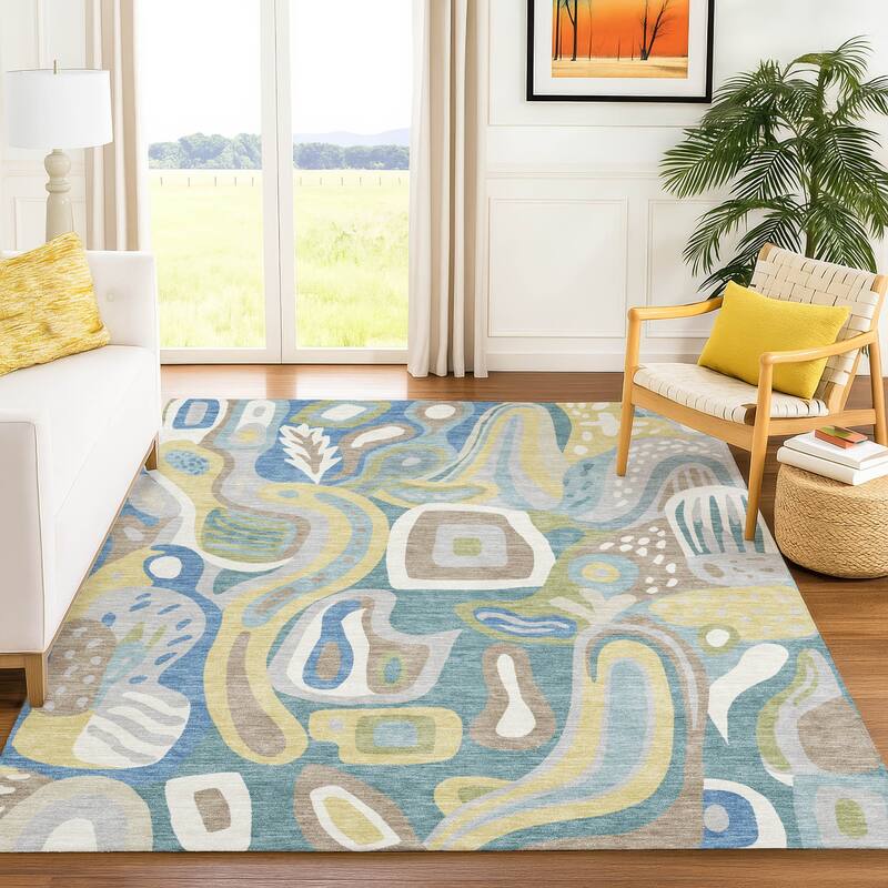 Machine Washable Indoor/ Outdoor Modern Picasy Chantille Rug
