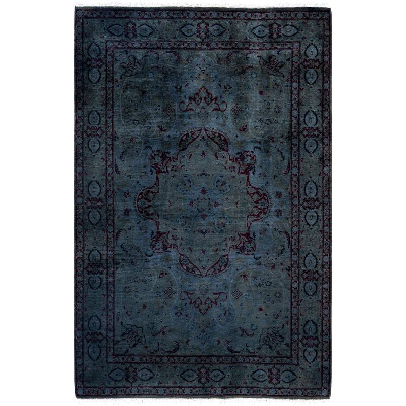 Overdyed One-of-a-Kind Hand-Knotted Area Rug - Green - 4' 2" x 6' 3"