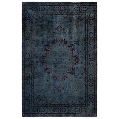 Overdyed One-of-a-Kind Hand-Knotted Area Rug - Green - 4' 2" x 6' 3"