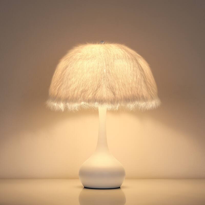 Acroma Teardrop Base Spherical Table Lamp with Feather Accents