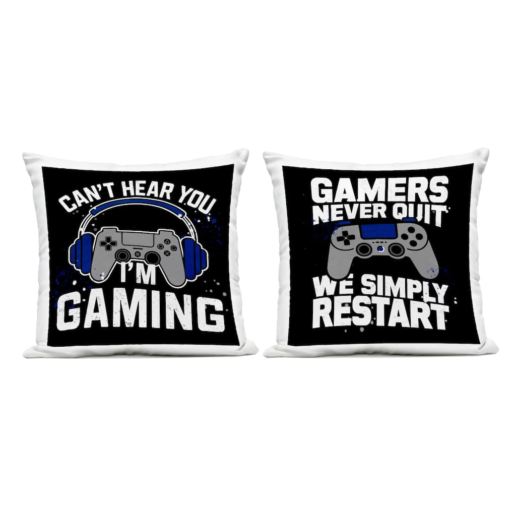 Stupell Fun Gamer Quotes Printed Outdoor Throw Pillow Design by Kim Allen (Set of 2)