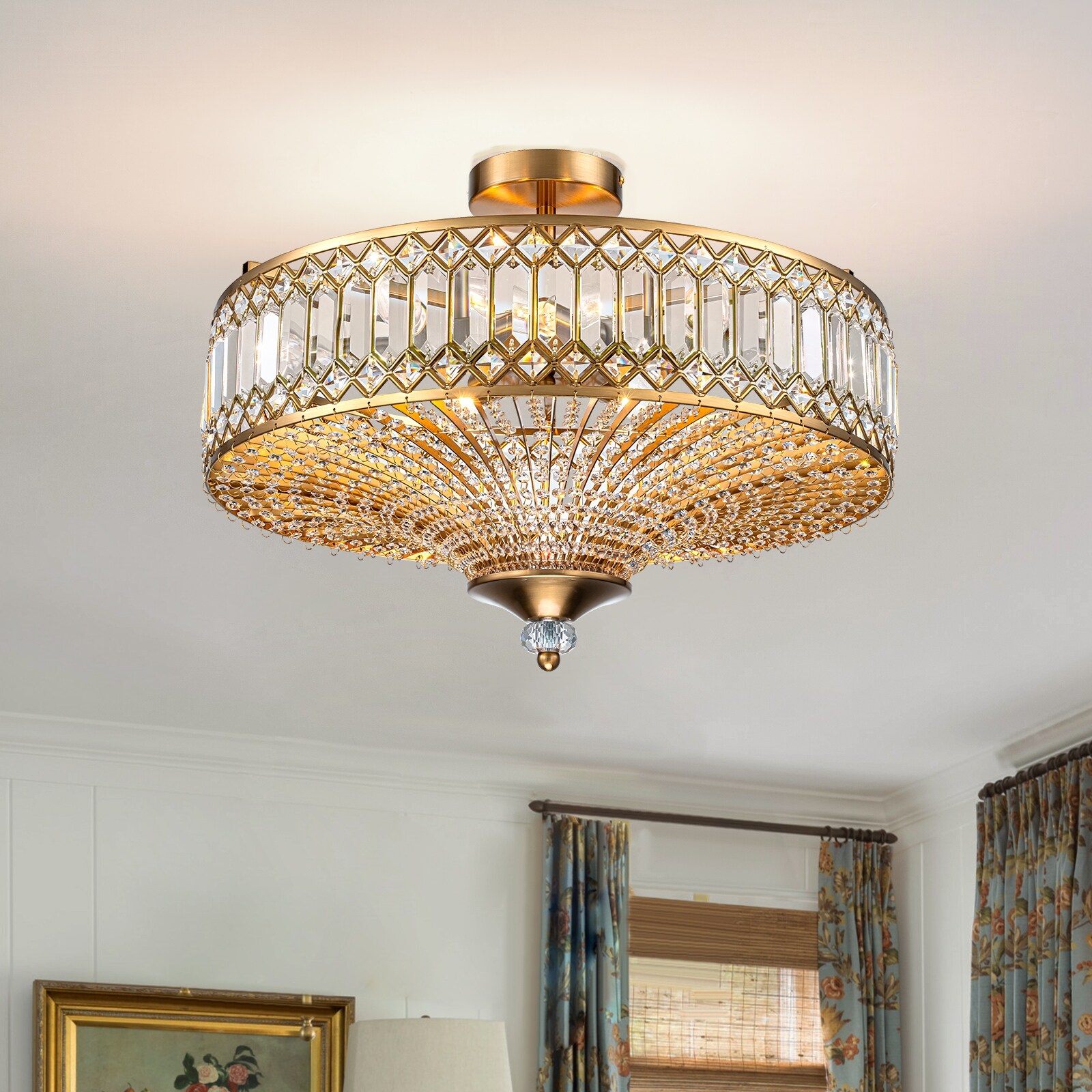 Metal, OYIPRO Semi-Flush Mount Ceiling Lights - Bed Bath