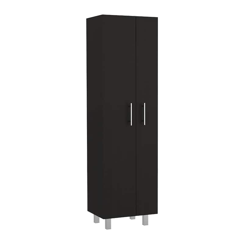 Closet Pantry with five interior shelves for Bedroom, Black / White