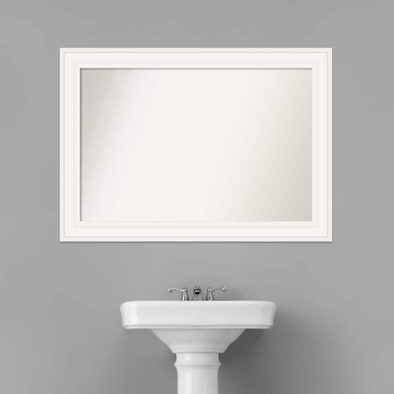 Non-Beveled Bathroom Wall Mirror - Ridge White Frame - Ridge White