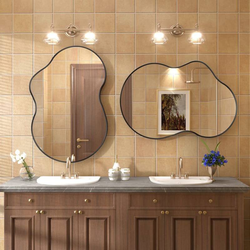Irregular Wall Mirror Asymmetrical Decorative Wall Mirror Black 5 year warranty