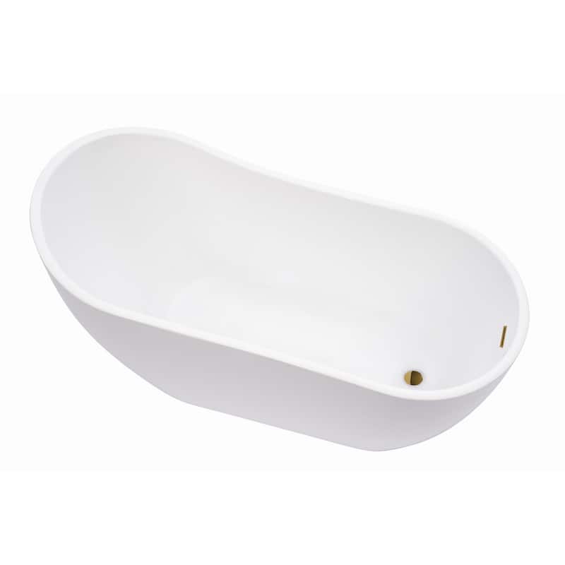 Vanity Art 59-Inch Acrylic Freestanding Soaking Bathtub with Overflow & Pop-up Drain - 59"