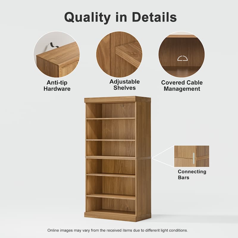 Doorless Wood Bookshelf Storage Cabinet Bookcase&Office Cabinet for Kitchen Bedroom Entryway Living Room Dinning Room