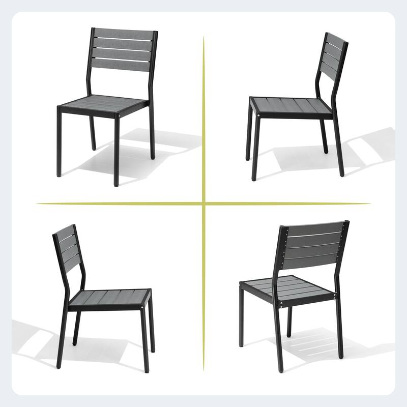 7/9-Piece Patio Outdoor Dining Set Stackable Chairs and Dining Table with Umbrella Hole