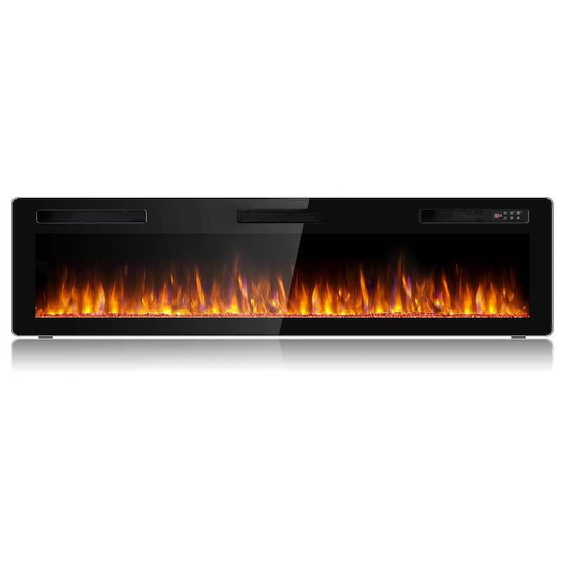 Bossin Electric Fireplace Recessed and Wall Mounted,750/1500W Fireplace Heater and Fireplace with Touch Screen Control Panel