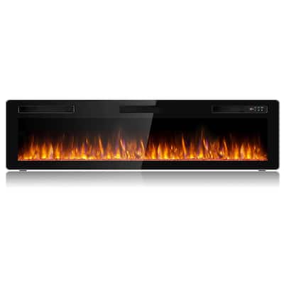 Bossin Electric Fireplace Recessed and Wall Mounted,750/1500W Fireplace Heater and Fireplace with Touch Screen Control Panel